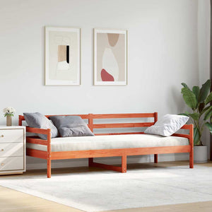 Dagsäng med huvudgavel Vaxbrun Massiv furu