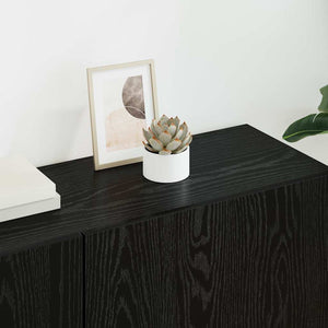 TV-väggmodul Väggmonterad 5 pcs Svart ek Konstruerat trä