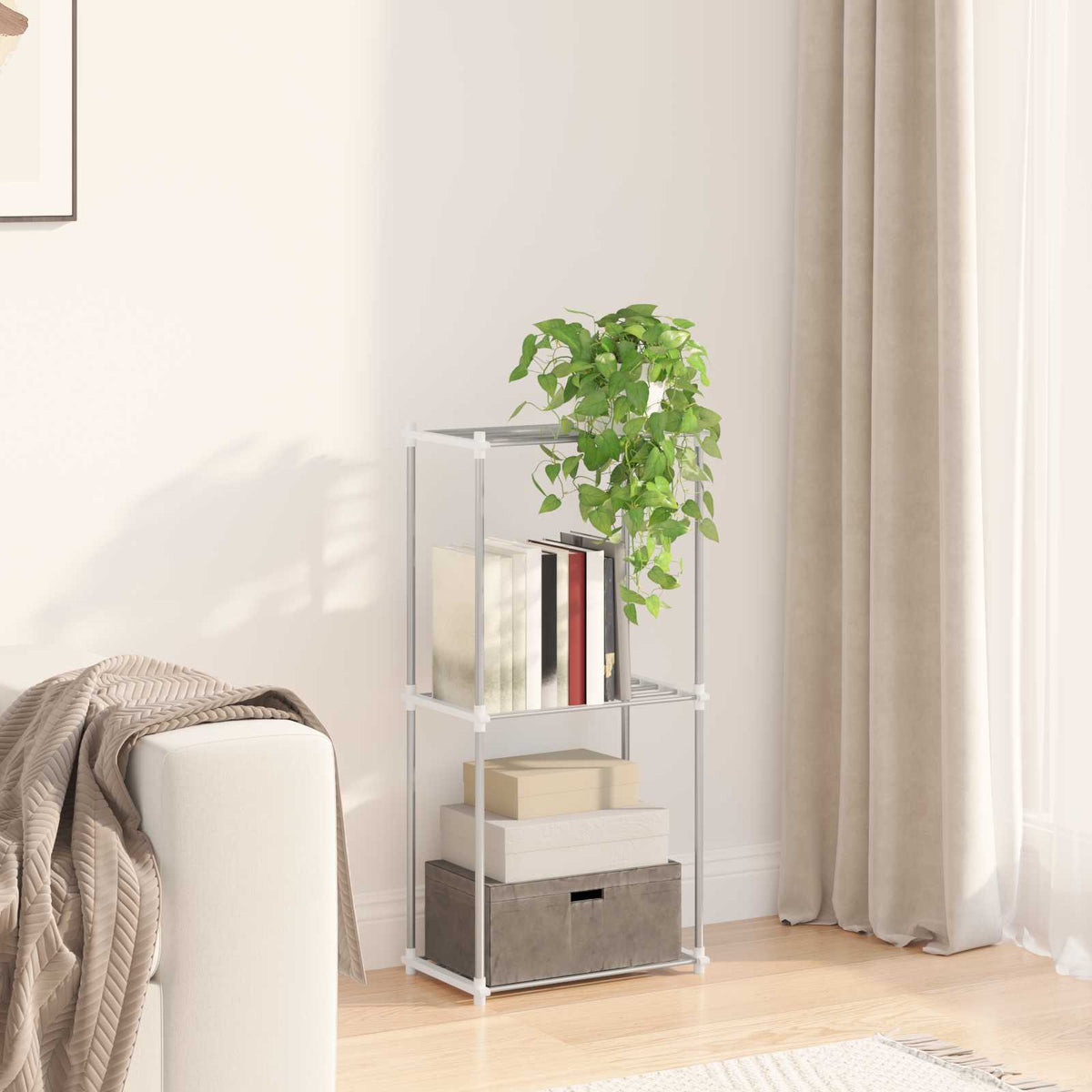 Tubular Shelf med lagring Vit 42,5 x 27 x 91,5 cm Aluminium