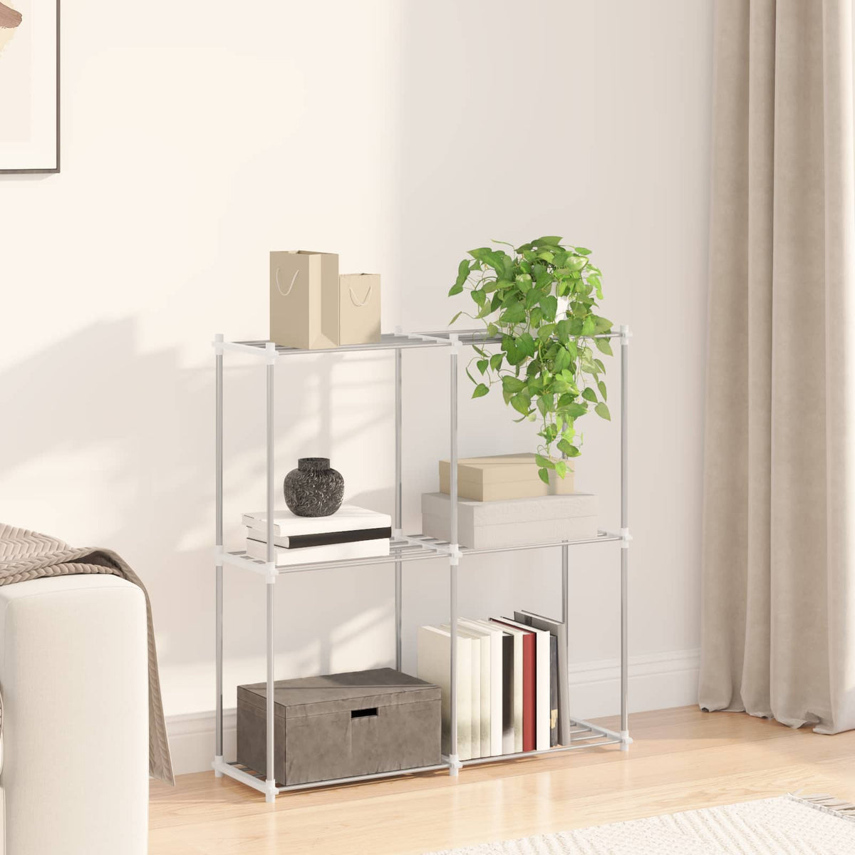 Tubular Shelf med lagring Vit 86 x 27 x 90 cm Aluminium