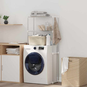 Tvättmaskins hylla med hylla Vit 70 x 27 x 136 cm Aluminium