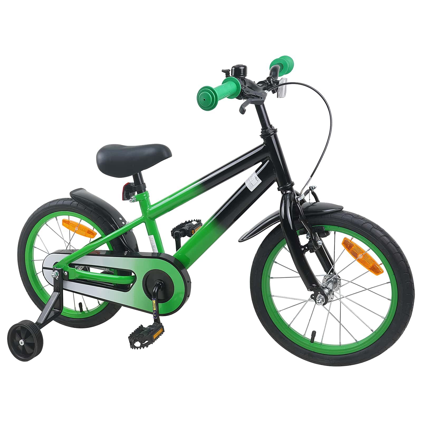 Barncykel 16 Tum för 4-6 år gamla Grön Svart
