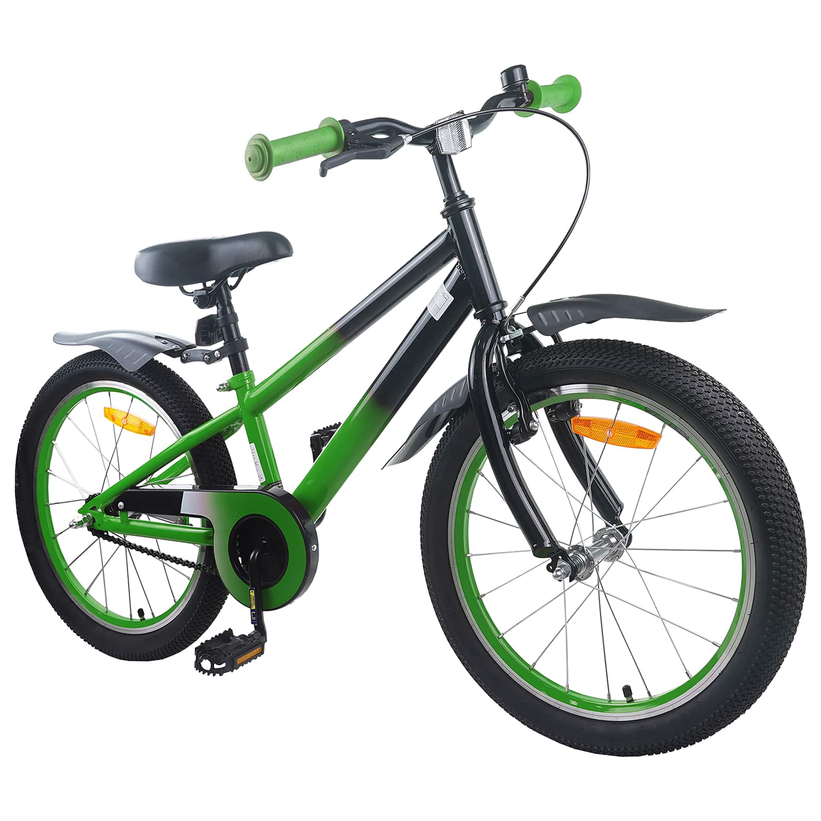 Barncykel 20 Tum för 6-11 år gamla Grön Svart