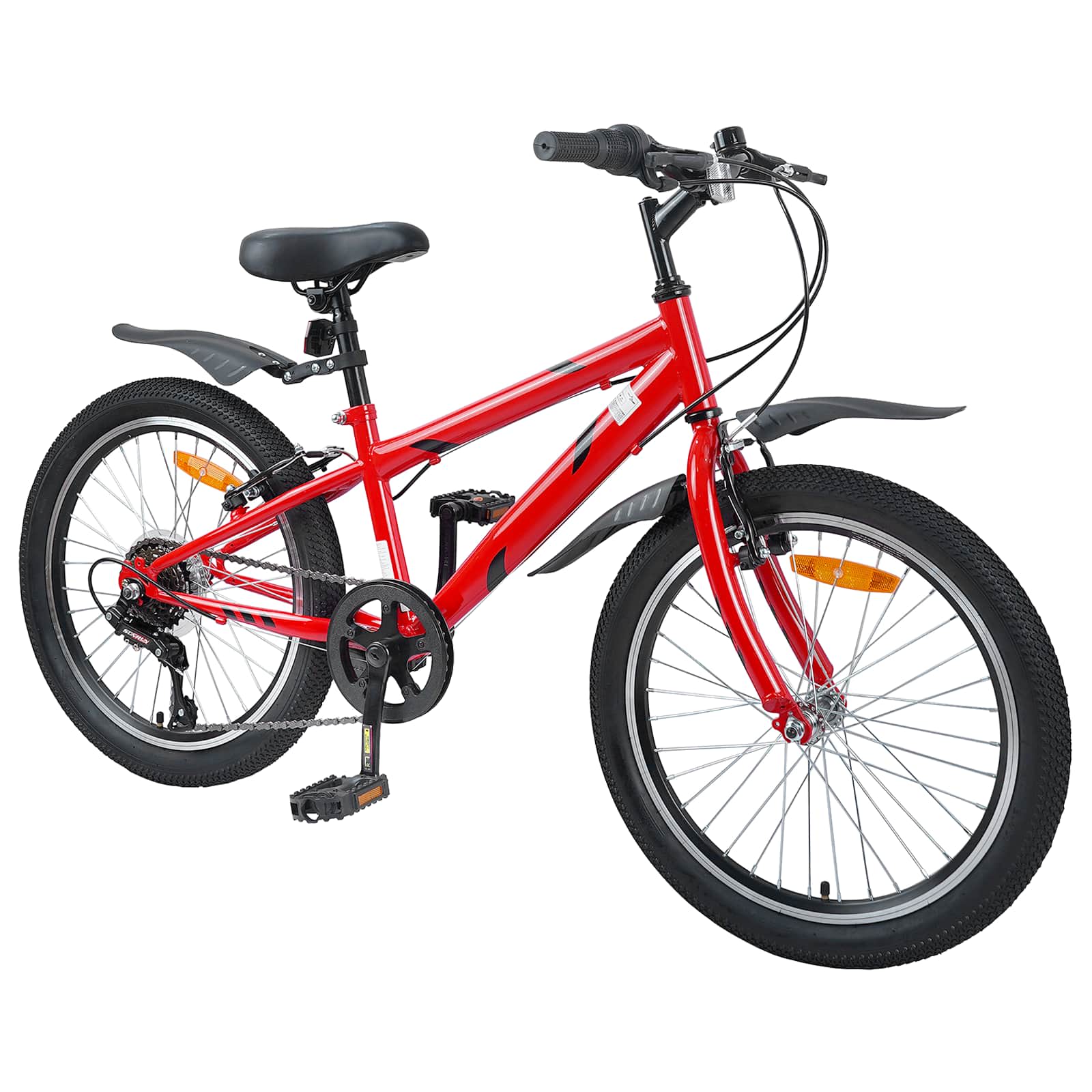 Barncykel 24 Tum 6-Speed för 8-12 år gamla Röd