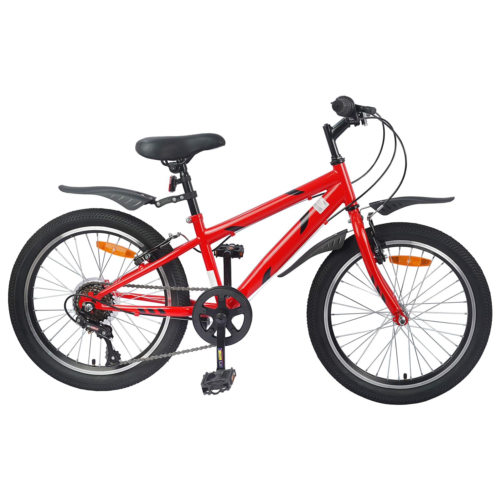 Barncykel 24 Tum 6-Speed för 8-12 år gamla Röd