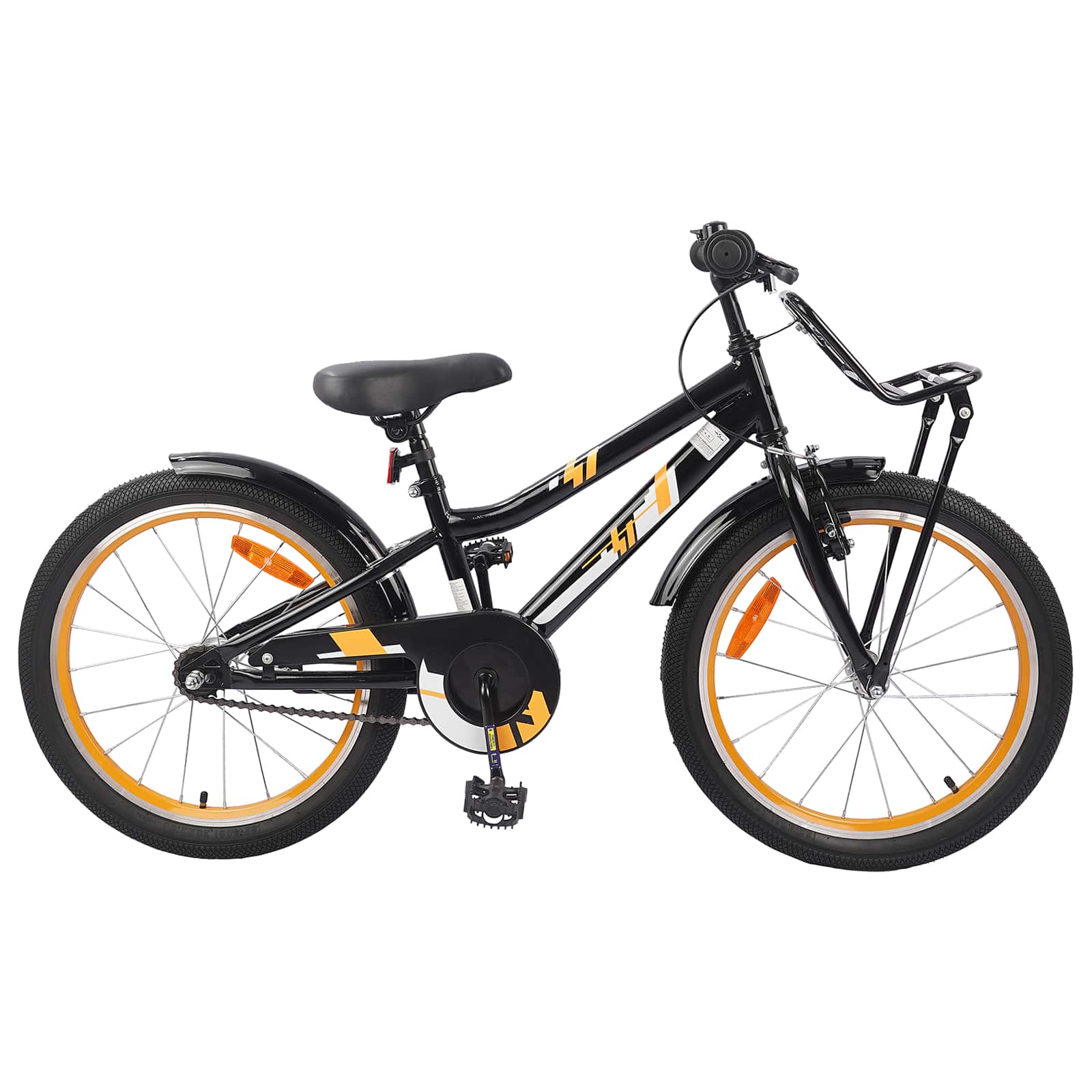 Barncykel 20 Tum för 6-11 år gamla Orange Svart