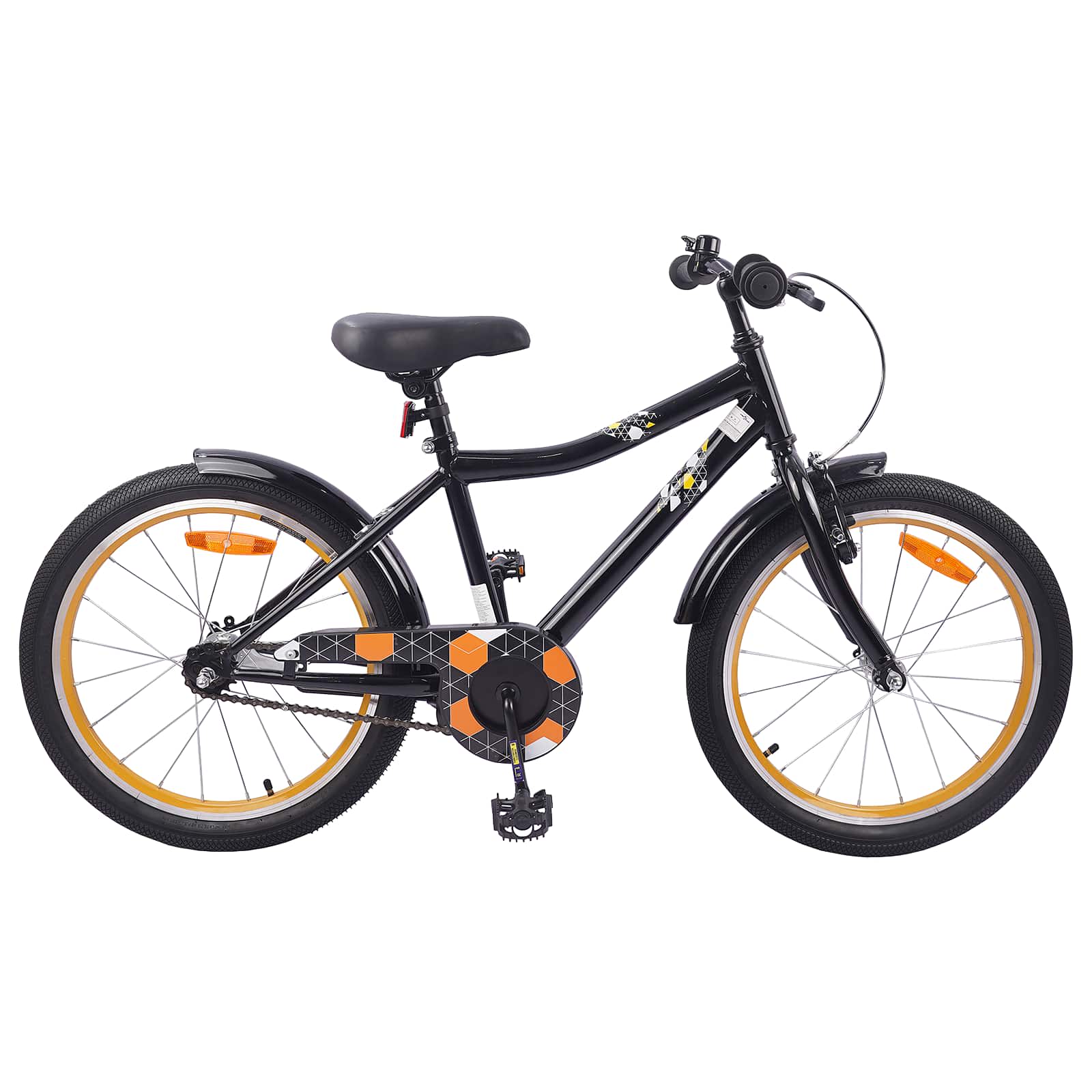 Barncykel 20 Tum för 6-11 år gamla Svart