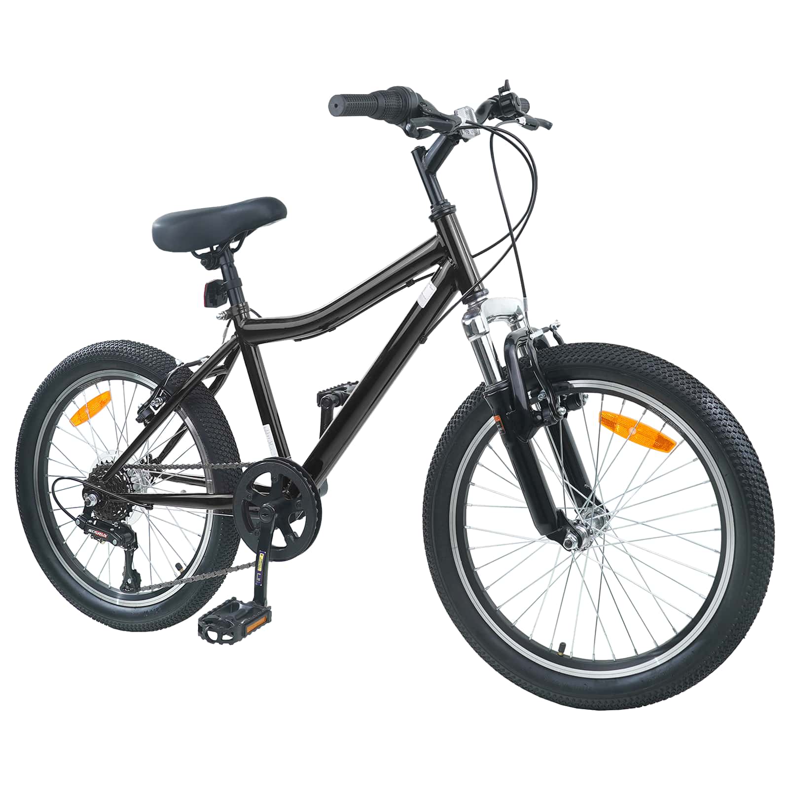 Barncykel 24 Tum 6-Speed för 8-12 år gamla Svart