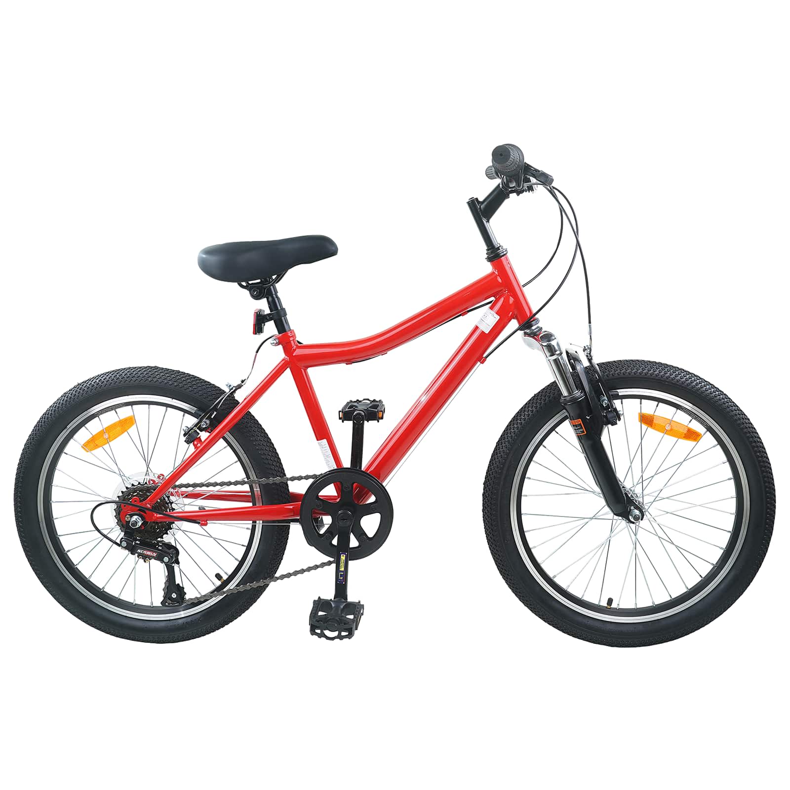 Barncykel 24 Tum 6-Speed för 8-12 år gamla Röd