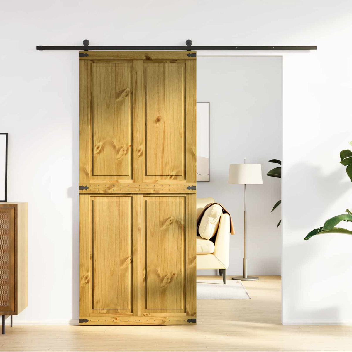 Ladugårdsdörr CORONA 90 x 210 cm Massiv furu HonungsBrun