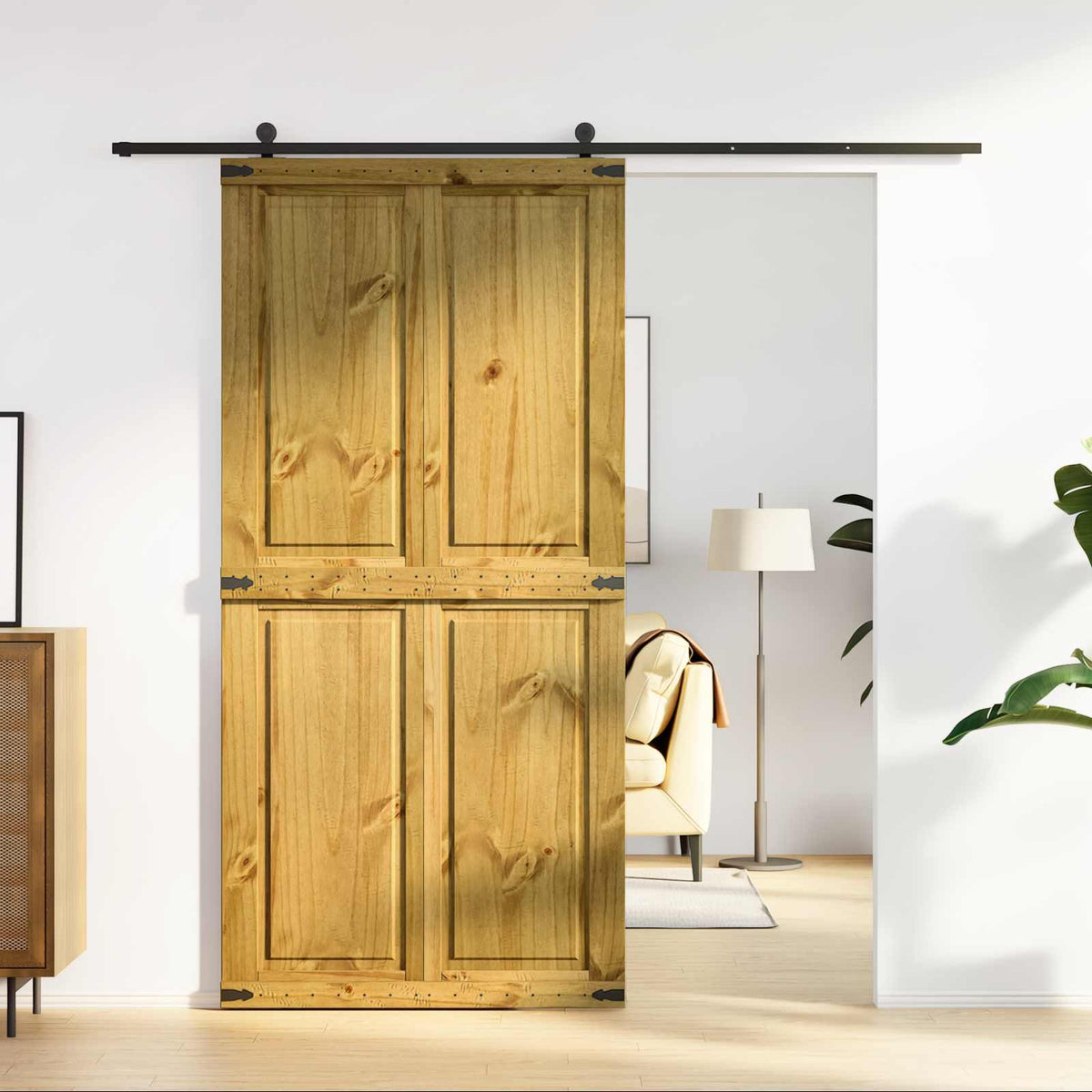 Ladugårdsdörr CORONA 100 x 210 cm Massiv furu HonungsBrun