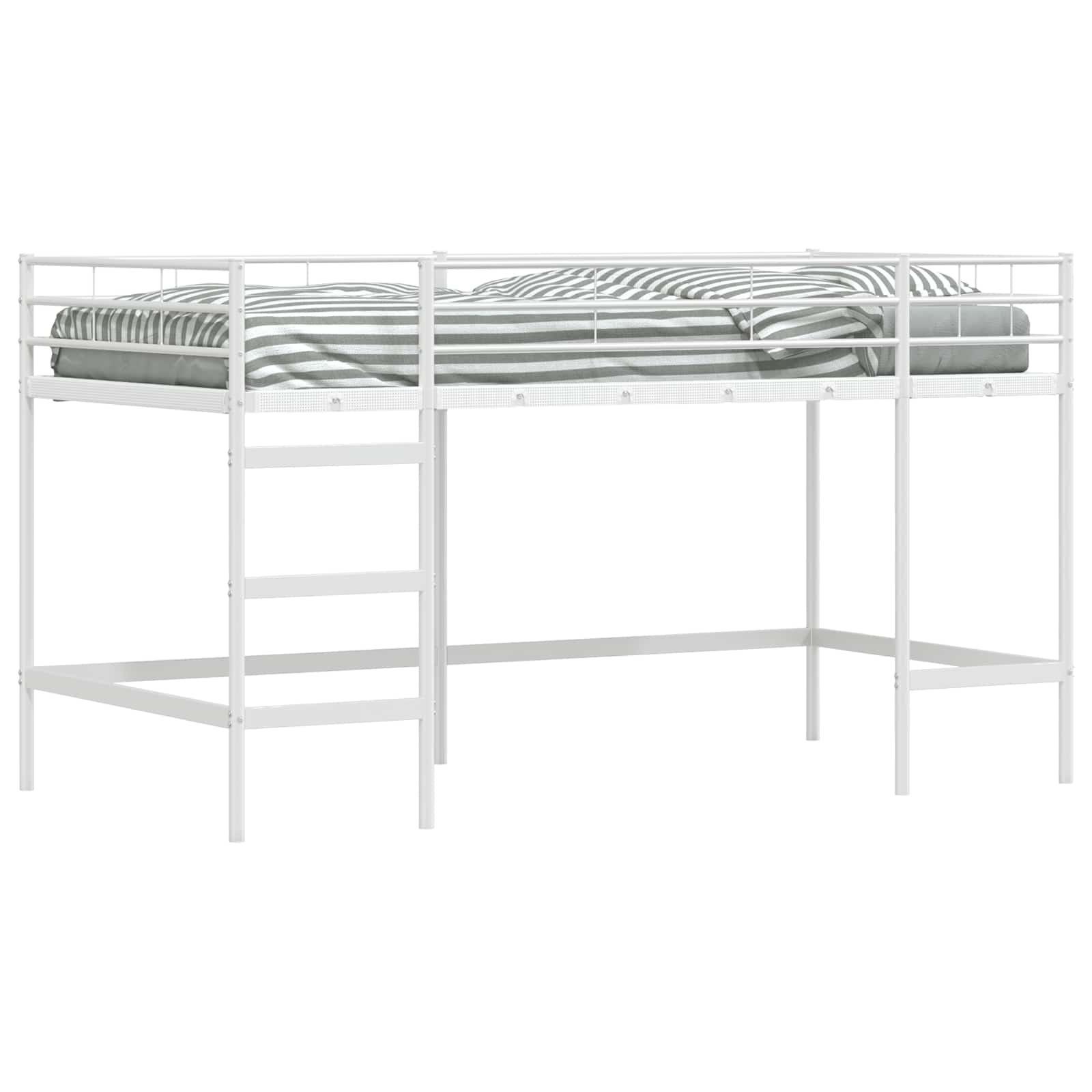 Barns loft sängram Enfärgad Vit 90 x 200 cm Stål