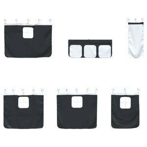 Barns LOFT SÄNG RAM med Gardiner Vit och svart 100 x 201 cm