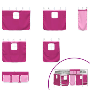 Barns LOFT SÄNG RAM med Gardiner Vit och Rosa 107 x 201 cm