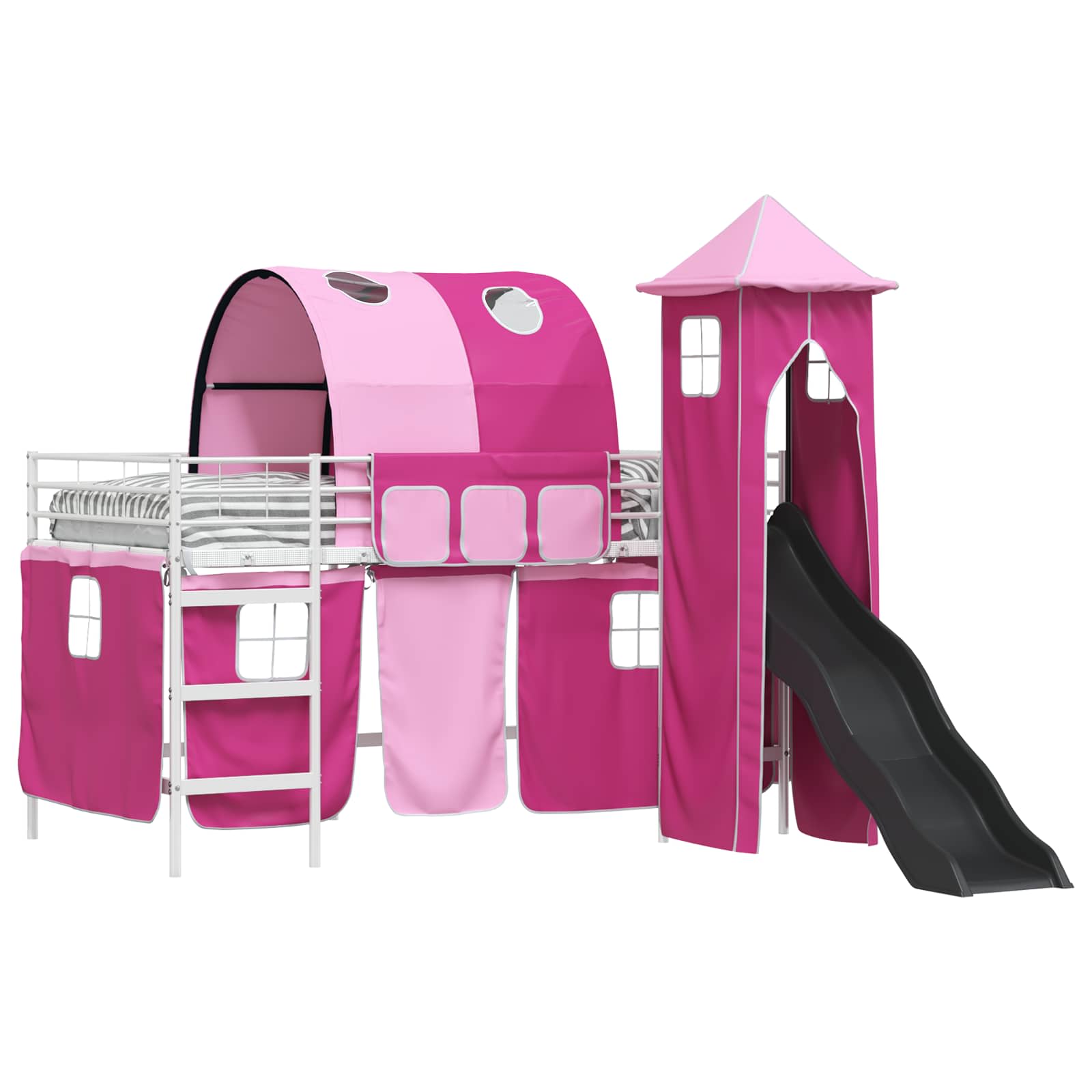 Barns loft sängram Enfärgad Vit och rosa 90 x 200 cm Metall