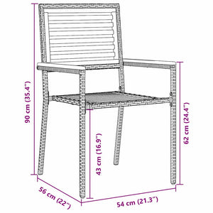 Trädgårds stapelbara stolar 4 pcs Brun och svart