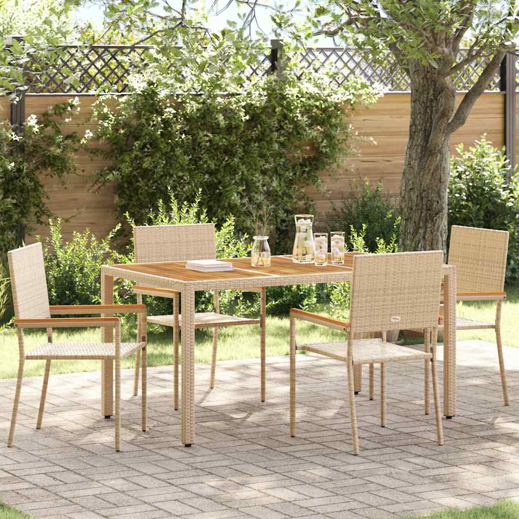 Trädgårds stapelbara stolar 4 pcs Kräm och brun 54 x 56 x 90 cm