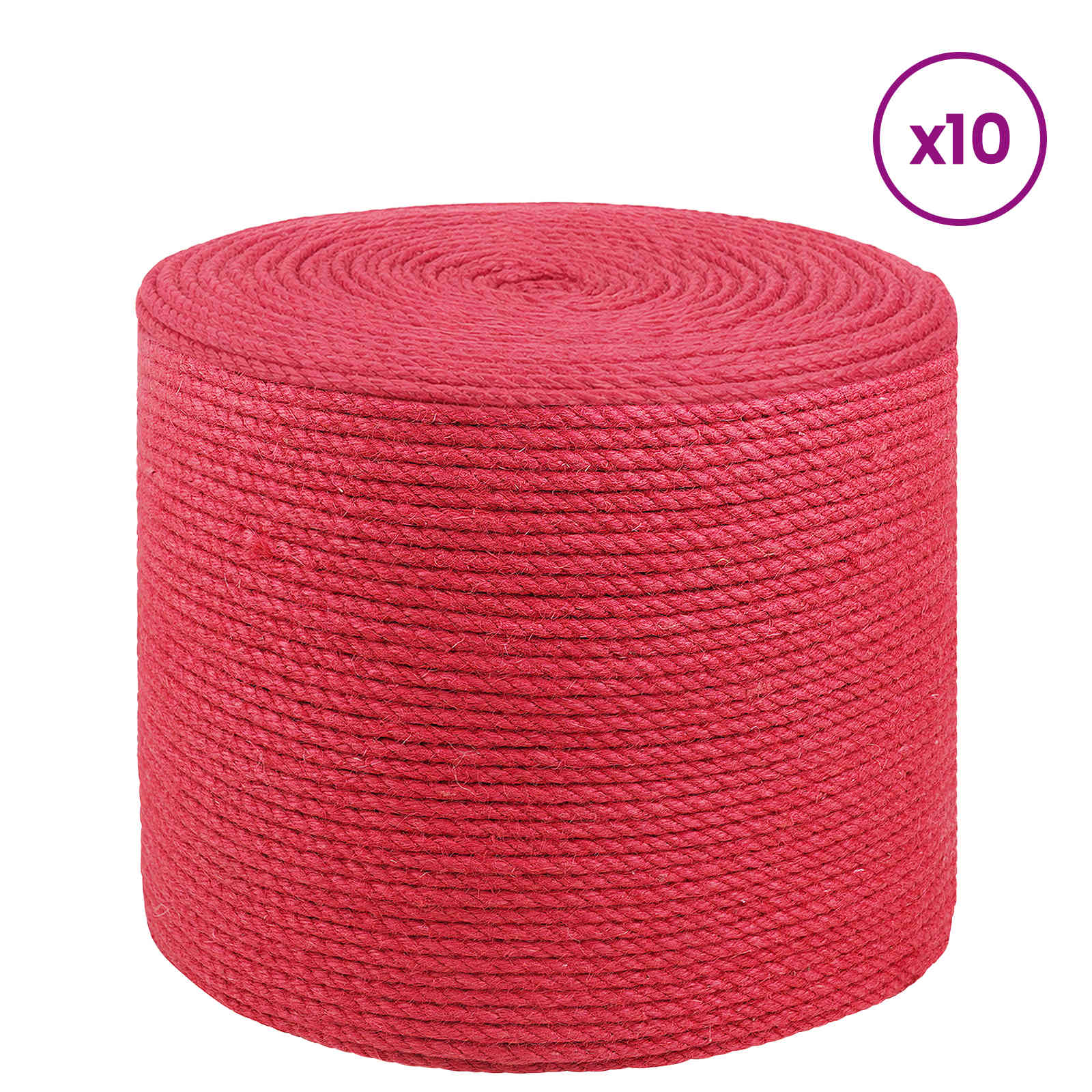 10 st 2 mm Röd 100% Tossa jute
