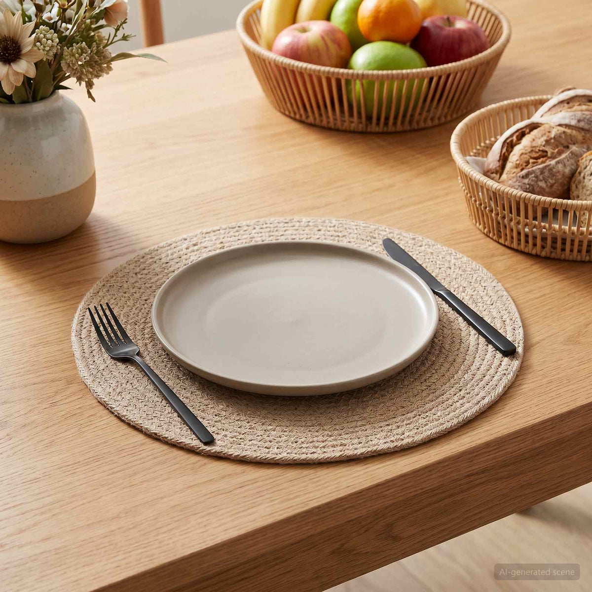 Jute Placemats 4 st Naturlig 100% Tossa Jute