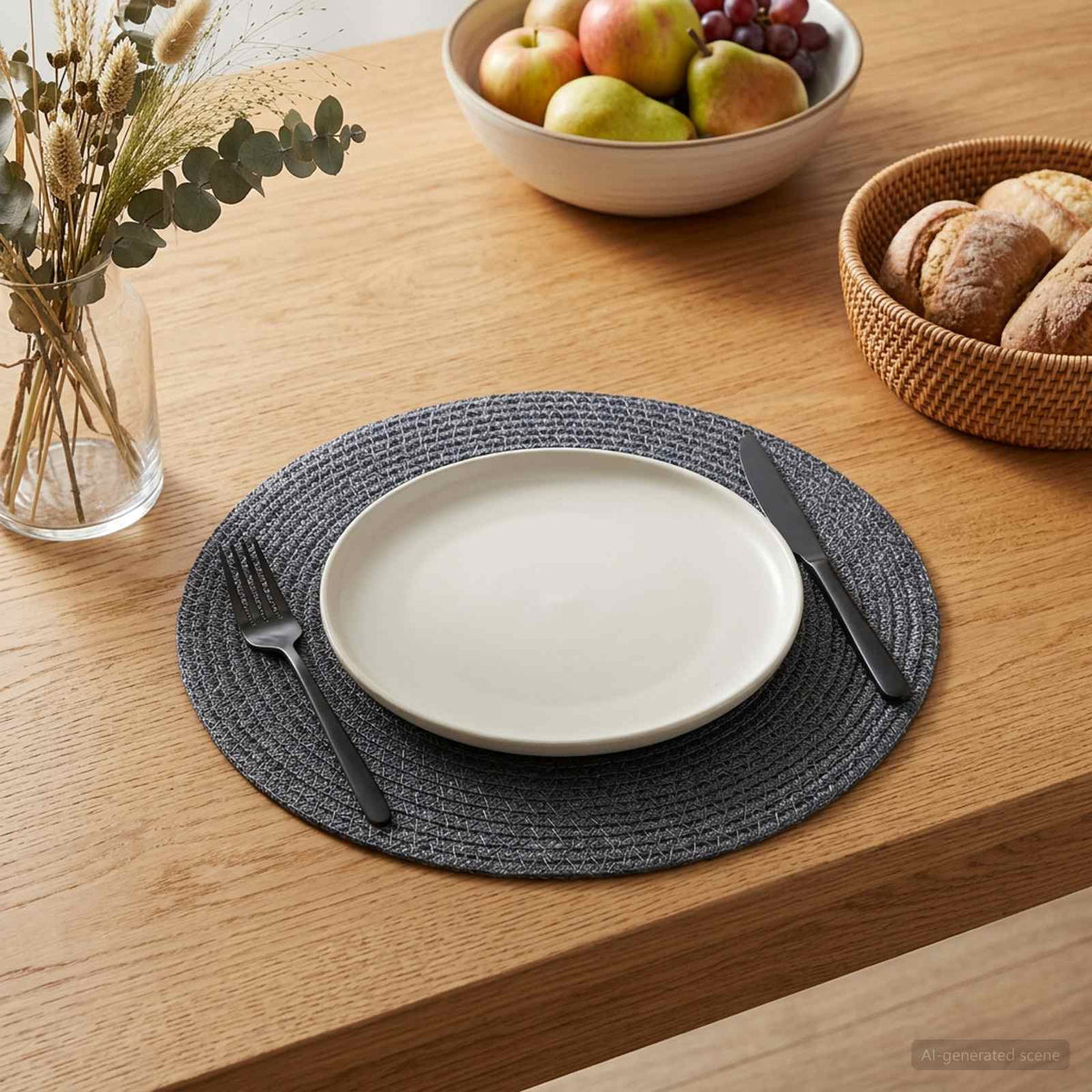 Jute Placemats 12 st Mörkgrå 100% Tossa Jute