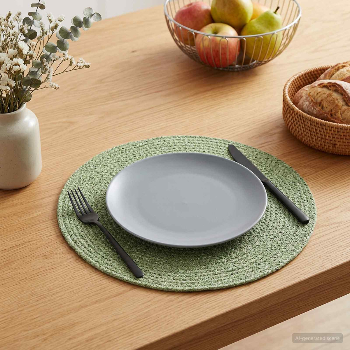 Jute Placemats 6 st Olivgrön 100% Tossa Jute