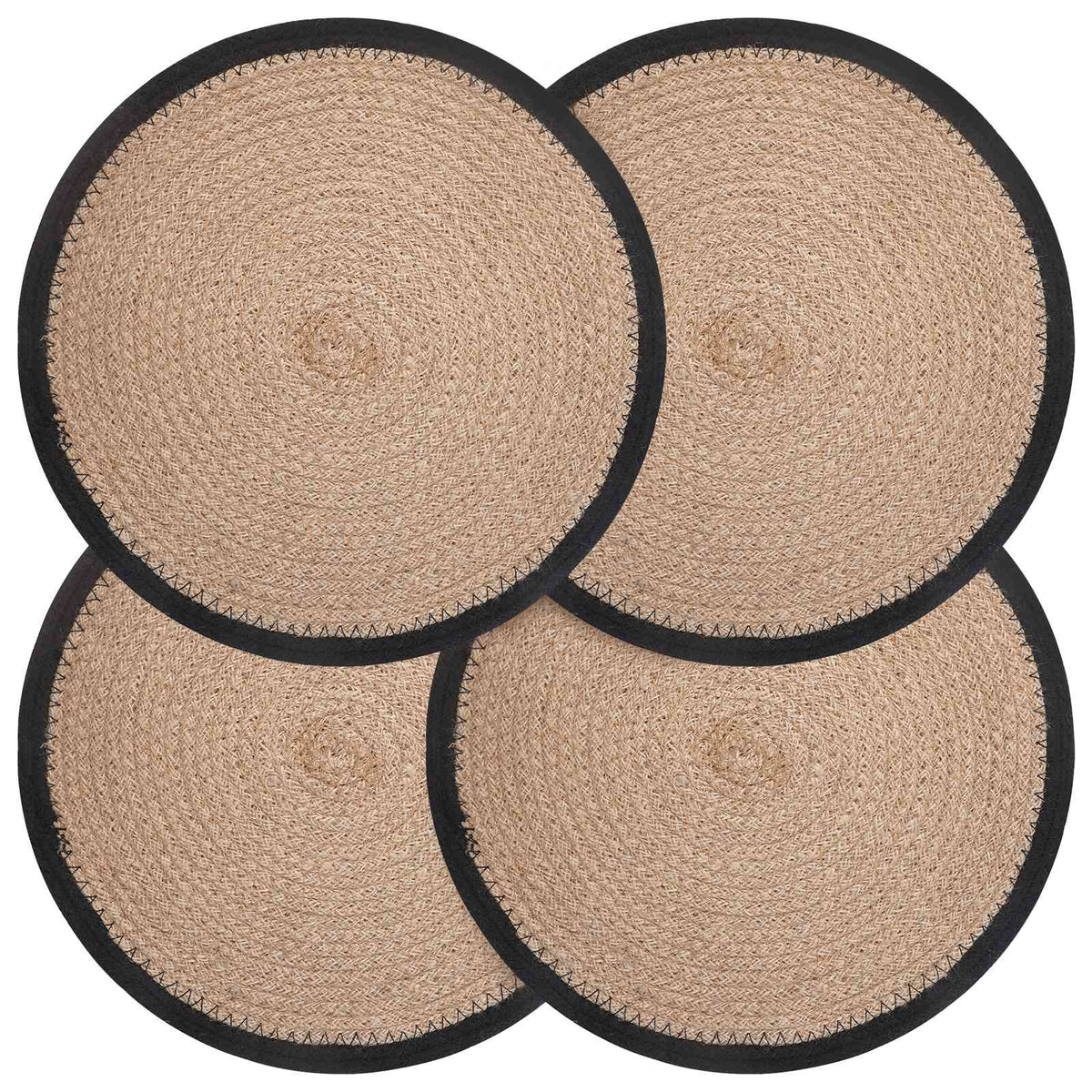 Jute Placemats 4 st Naturlig och svart 100% Tossa Jute