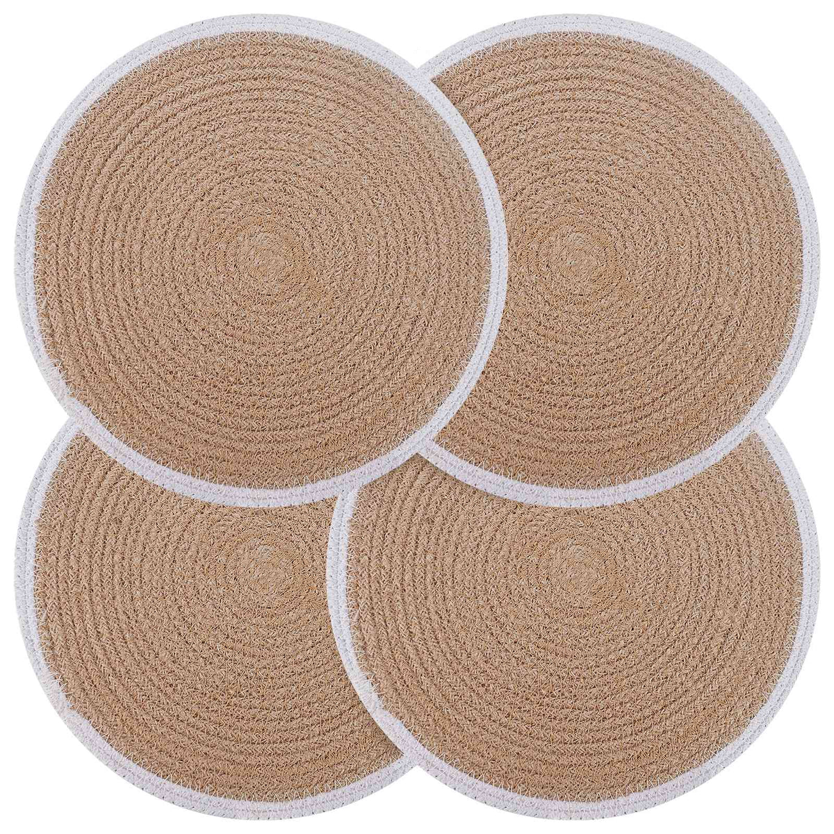 Jute Placemats 4 st Naturlig och vit 100% Tossa Jute