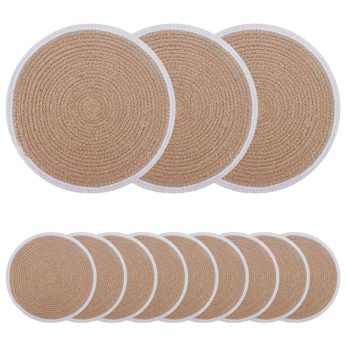 Jute Placemats 12 st Naturlig och vit 100% Tossa Jute