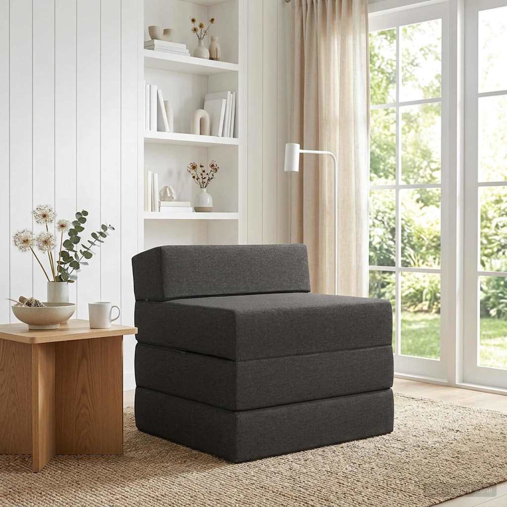 Fällbar Soffbed Mörkgrå 200 x 70 x 15 cm Tyg