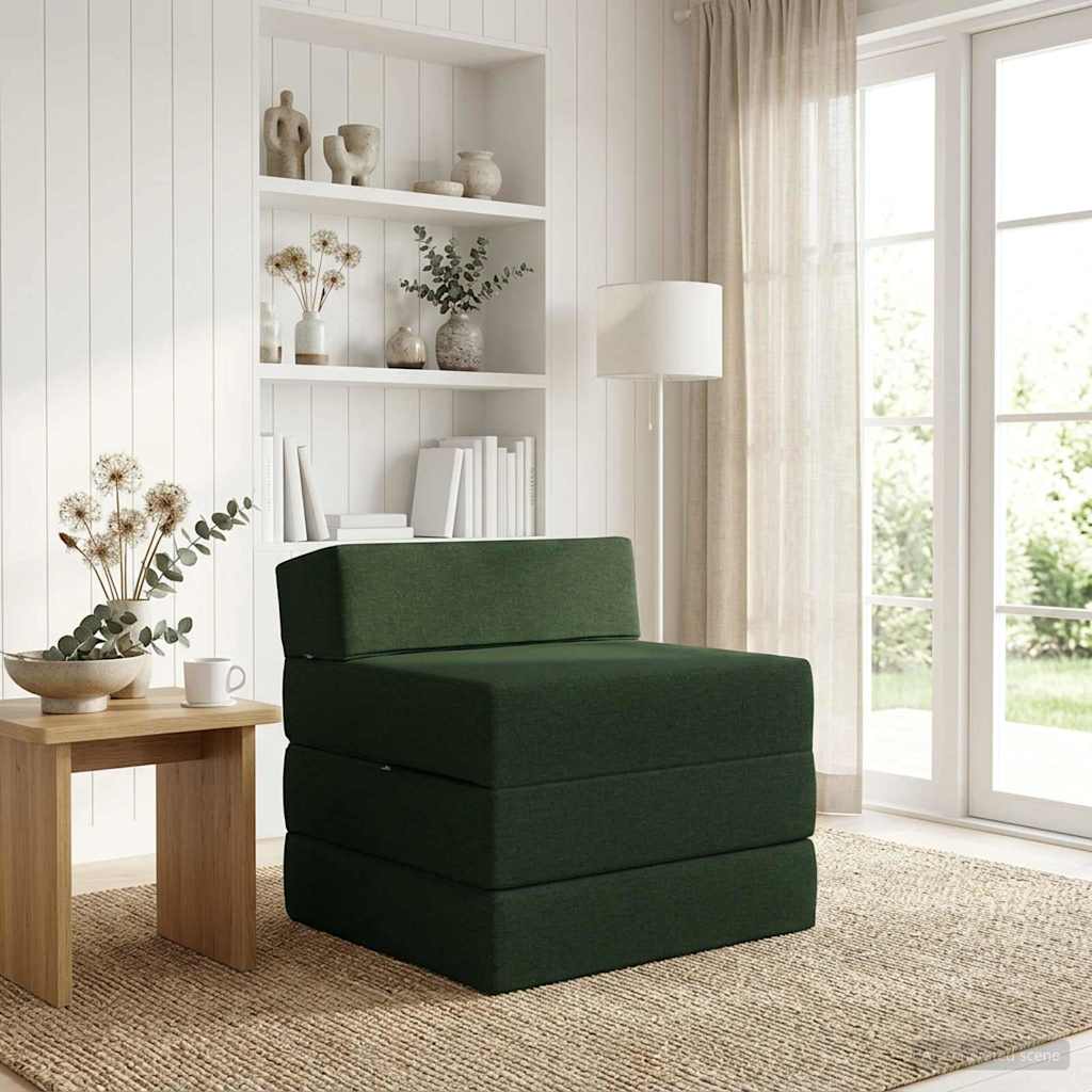 Fällbar Soffbed Mörkgrön 200 x 70 x 15 cm Tyg