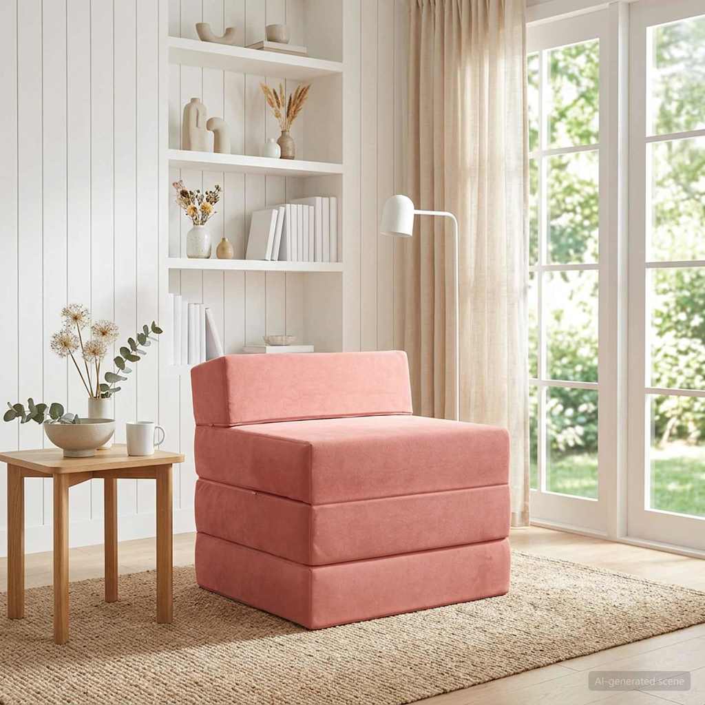 Fällbar Soffbed Rosa 200 x 70 x 15 cm Sammet