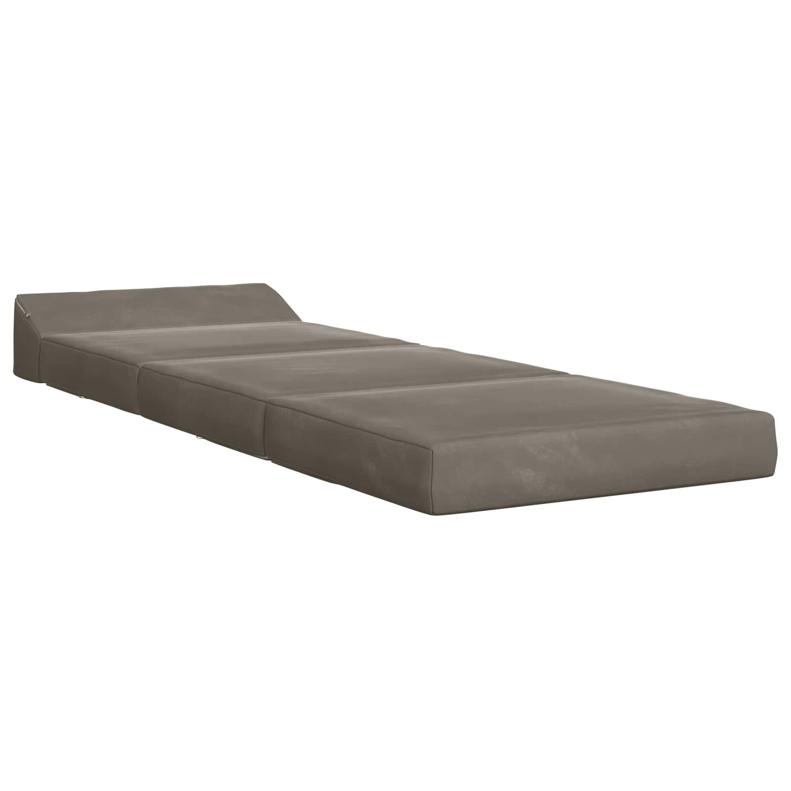 Fällbar Soffbed Ljusgrå 200 x 70 x 10 cm Sammet