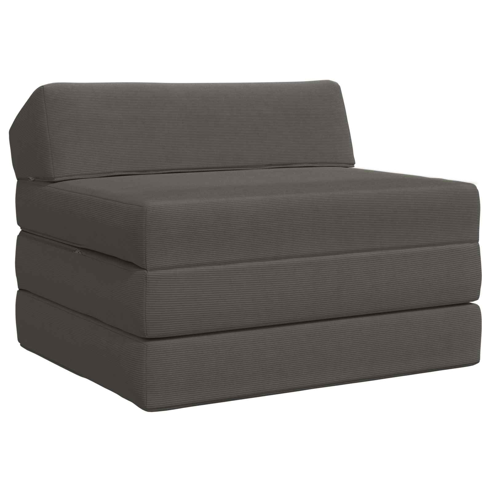 Fällbar Soffbed Mörkgrå 200 x 70 x 10 cm Kordread tyg