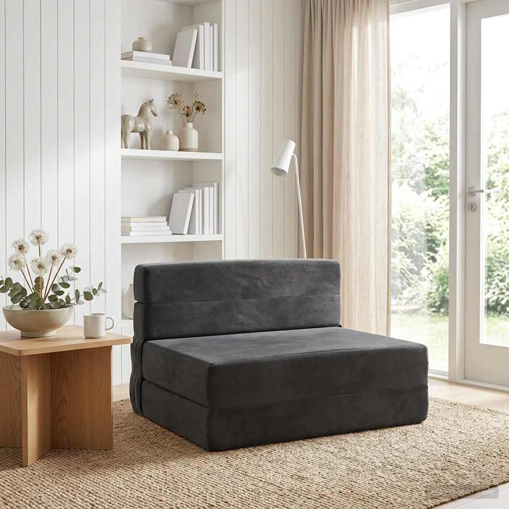 Fällbar Soffbed Mörkgrå 70 x 72 x 60 cm Tyg