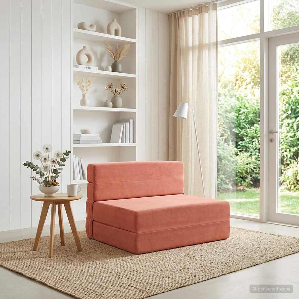 Fällbar Soffbed Röd orange 70 x 72 x 60 cm Tyg