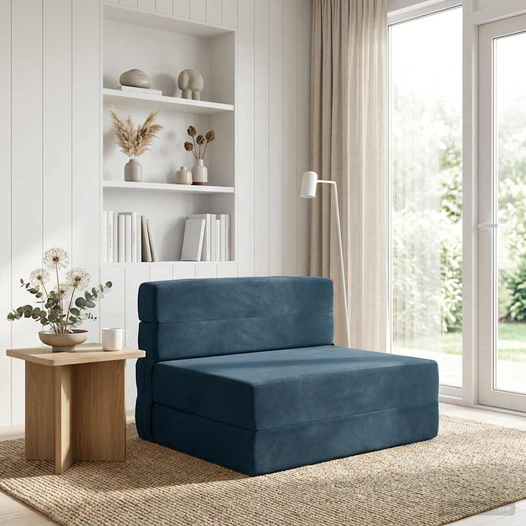 Fällbar Soffbed Blå 70 x 80 x 60 cm Tyg
