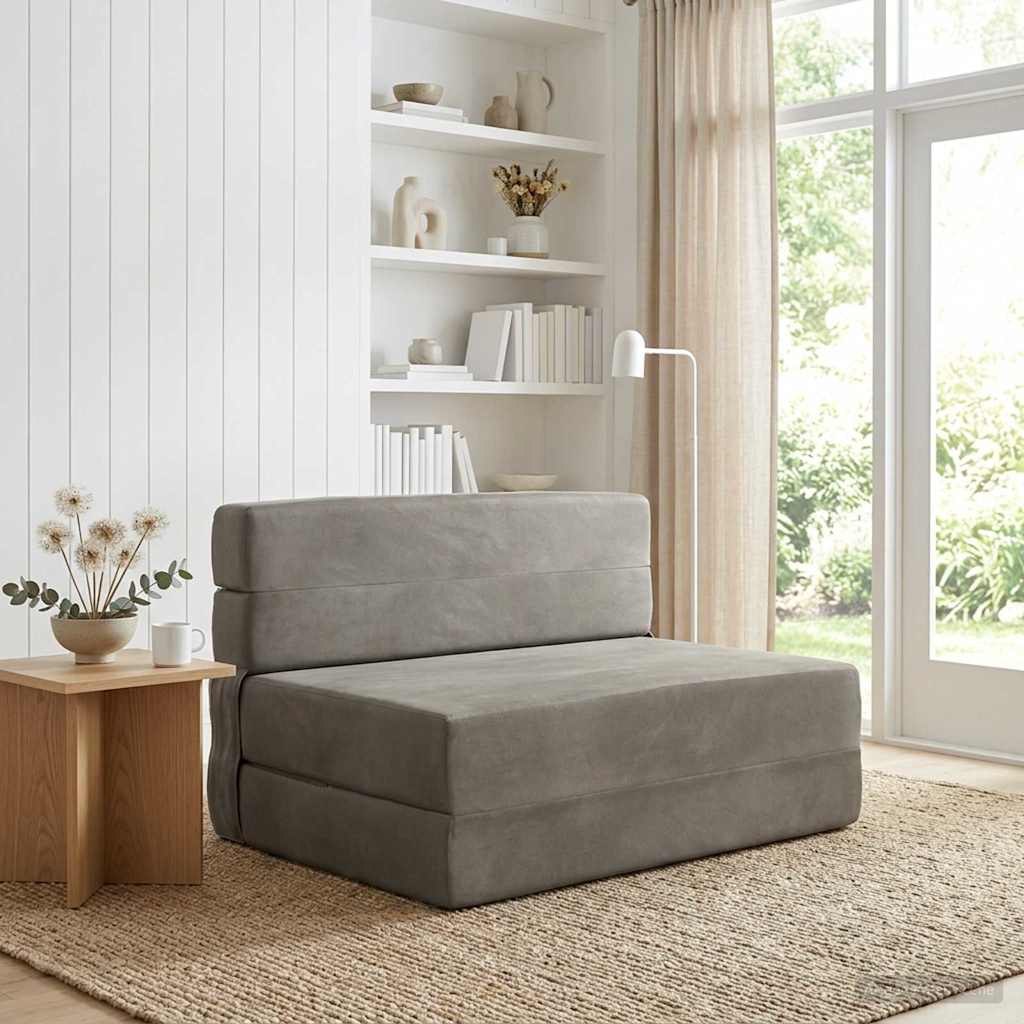 Fällbar Soffbed Ljusgrå 100 x 80 x 60 cm Tyg