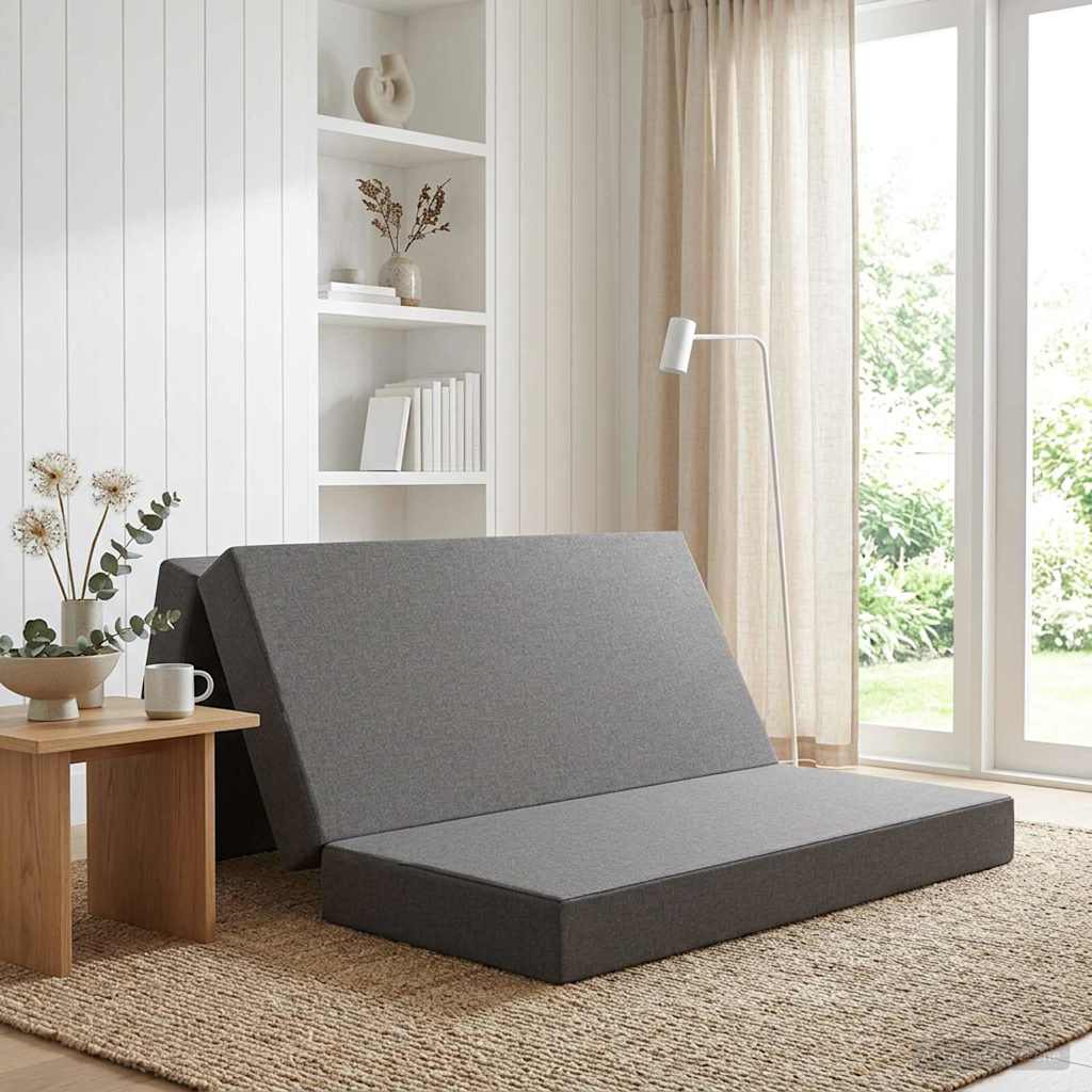 Fällbar Soffbed 120 x 67 x 45 cm Ljusgrå