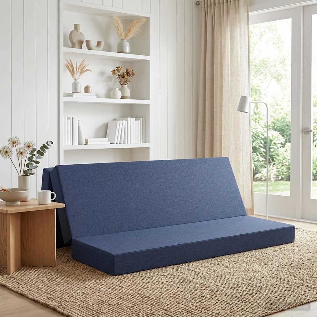 Fällbar Soffbed 200 x 67 x 45 cm Blå