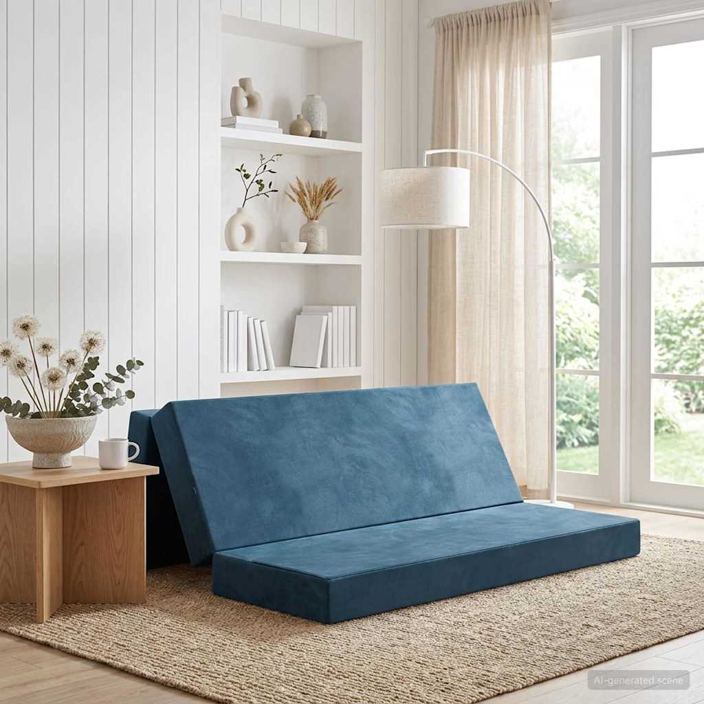 Fällbar Soffbed 200 x 67 x 45 cm Blå