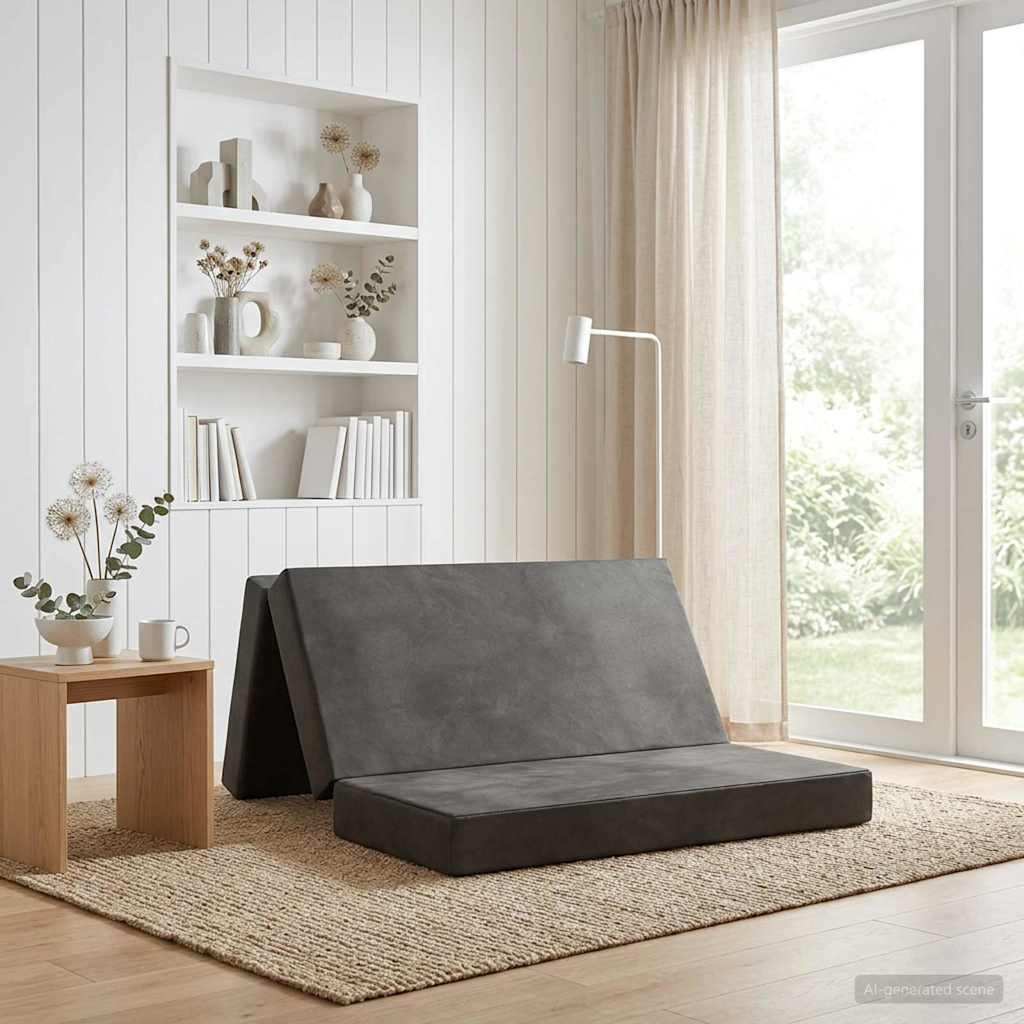 Fällbar Soffbed 200 x 67 x 45 cm Ljusgrå