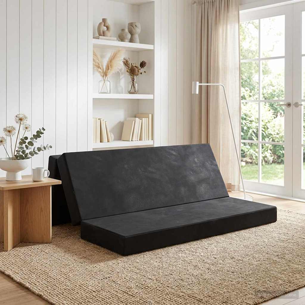 Fällbar Soffbed 200 x 67 x 45 cm Svart