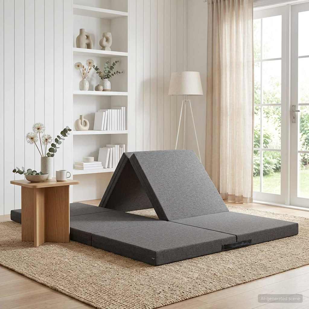 Fällbar Soffbed 140 x 67 x 15 cm Ljusgrå