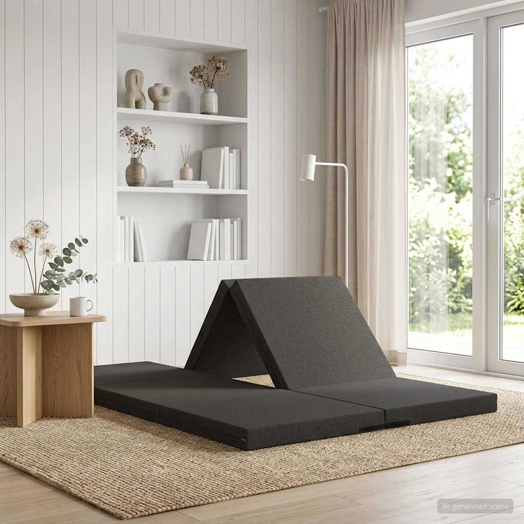 Fällbar Soffbed 140 x 67 x 15 cm Mörkgrå