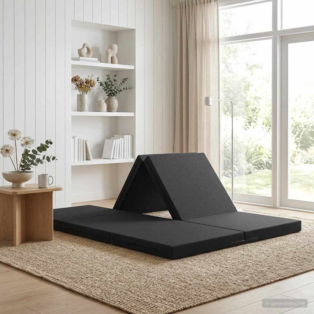 Fällbar Soffbed 140 x 67 x 15 cm Svart