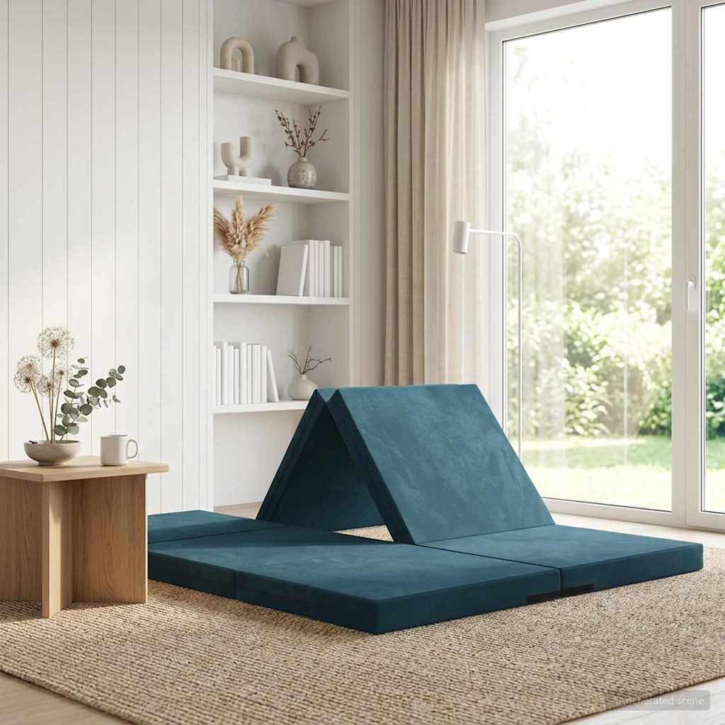 Fällbar Soffbed 140 x 67 x 15 cm Blå