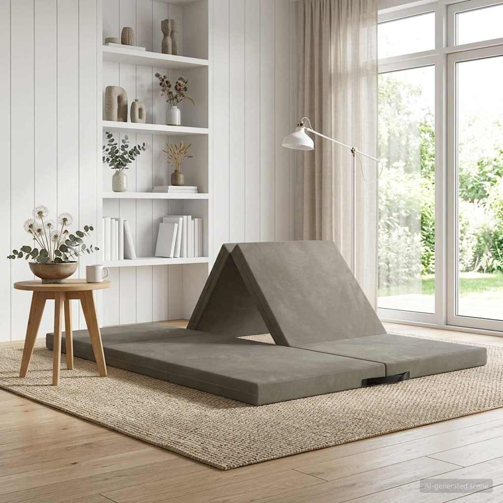 Fällbar Soffbed 140 x 67 x 15 cm Ljusgrå
