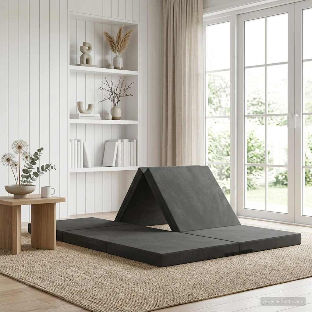 Fällbar Soffbed 140 x 67 x 15 cm Mörkgrå