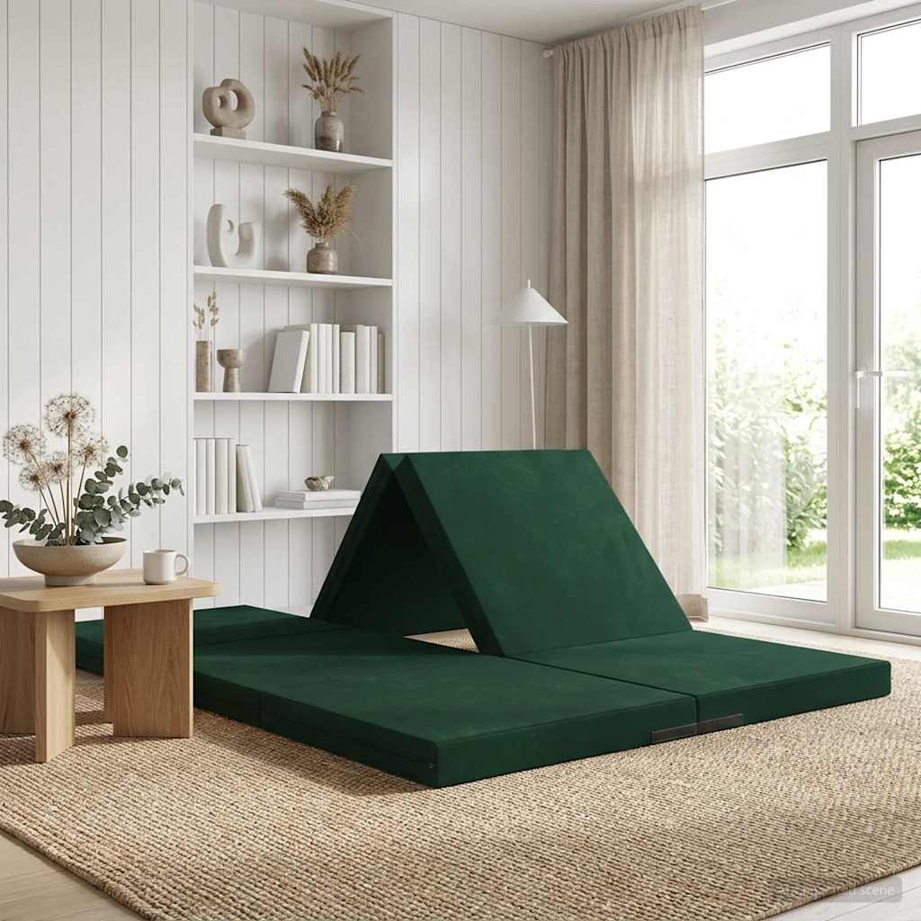 Fällbar Soffbed 140 x 67 x 15 cm Mörkgrön