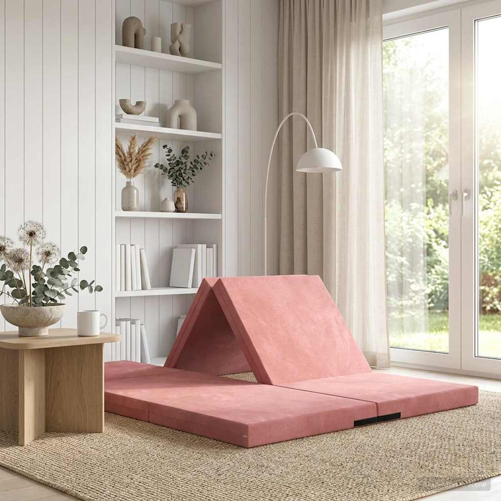 Fällbar Soffbed 140 x 67 x 15 cm Rosa